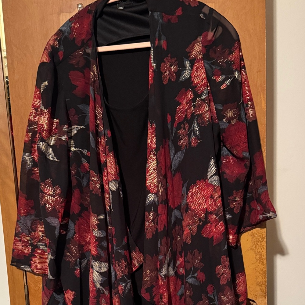 R&K Black and Red Floral High Low Dress